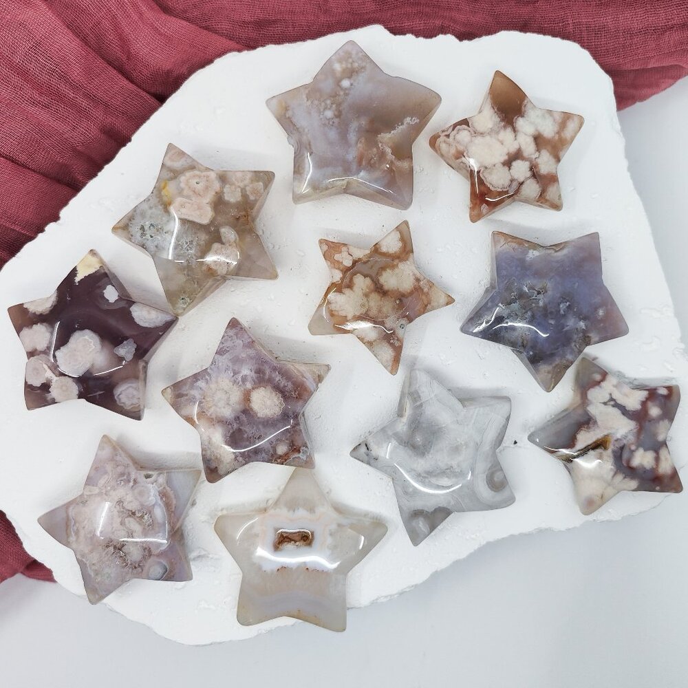 Flower Agate Star Crystal Carving Creativity Crystals